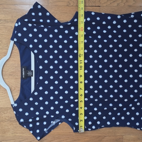 LIZ CLAIBORNE WOMENS BLUE & WHITE SYMMETRICAL SMALL CAP SLEEVES DRESS SIZE LARGE - Picture 6 of 12